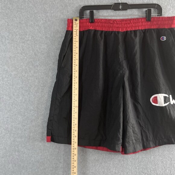 Vintage Champion Big Logo Windbreaker Athletic Gym Shorts Men Sz XL Black - Picture 4 of 10